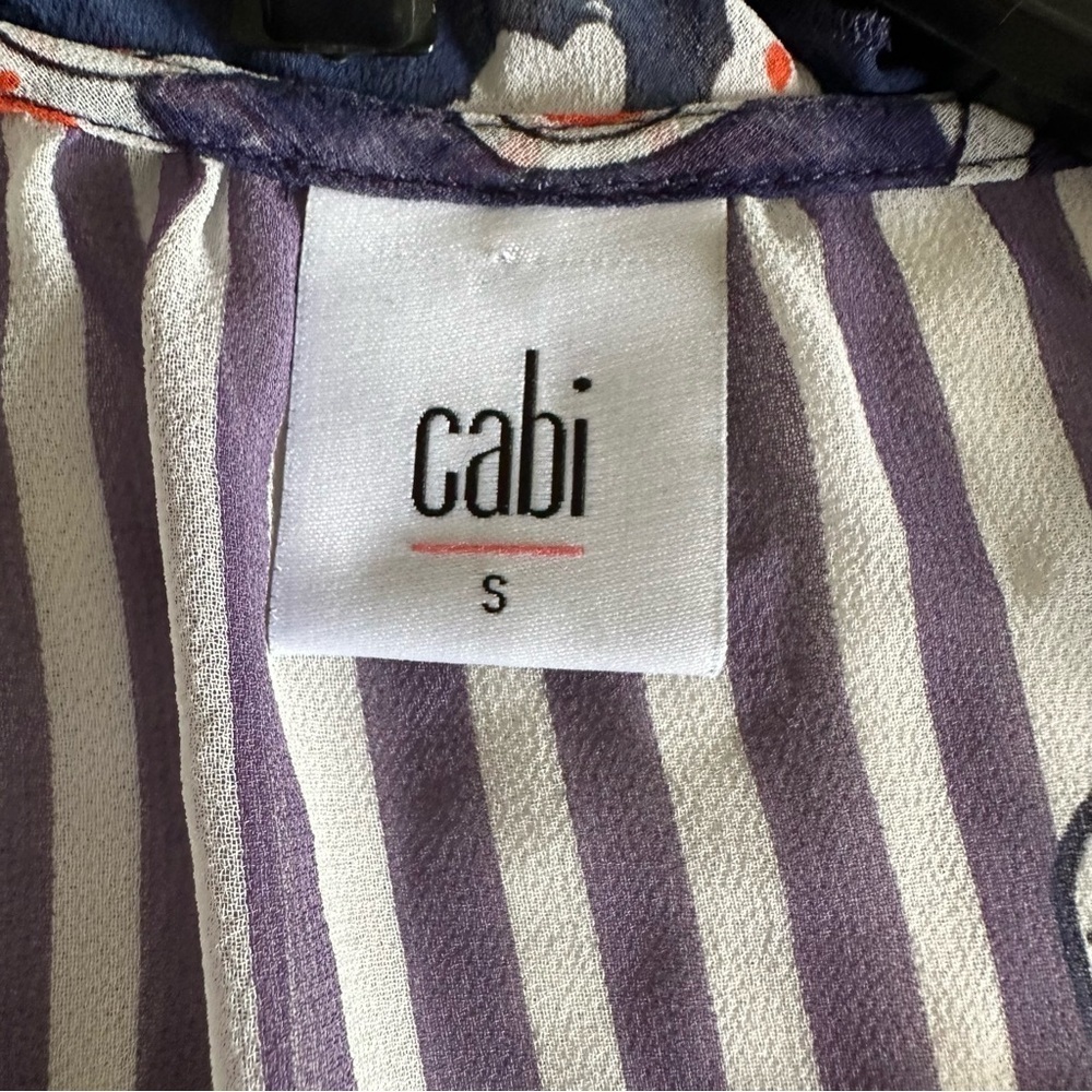 Cabi Floral Paisley Peplum Striped Sheer Ruffle Pleated Top Womens S Boho #5349 - Picture 8 of 10